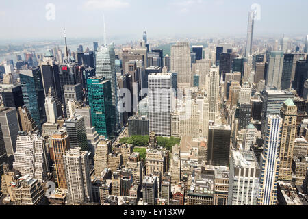 Aerial View von Manhattan aus dem Empire State Building in Richtung Central Park, New York City, USA Stockfoto