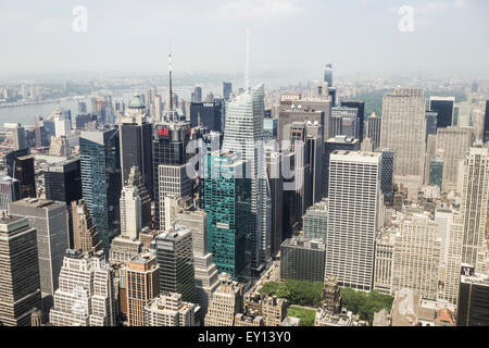 Aerial View von Manhattan aus dem Empire State Building in Richtung Central Park, New York City, USA Stockfoto