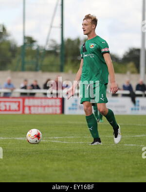 Nantwich, UK. 19. Juli 2015. Nantwich Town Jon Moran während der Vorsaison Freundschaftsspiel im The Weaver-Stadion, unterhalten Nantwich als Nantwich Town Crewe Alexandra. Bildnachweis: SJN/Alamy Live-Nachrichten Stockfoto