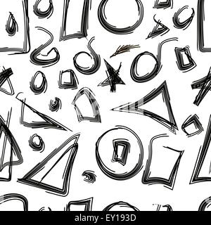 Skizzierte geometrische Formen nahtlos Stock Vektor