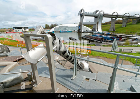 Archimedes Screw im Bereich Wasser spielen im Park bei Falkirk Wheel, Falkirk, Schottland, UK Stockfoto