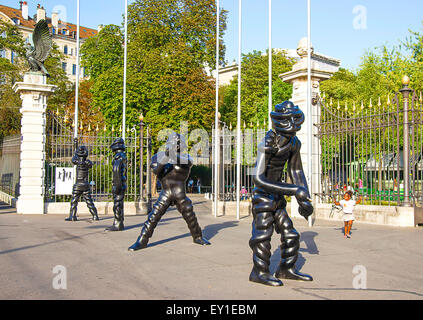 Zahlen im Parc des Bastions in Genf im Sommer Stockfoto