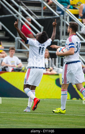Columbus, Ohio, USA. 19. Juli 2015. Chicago Fire vorwärts David Accam (11) feiert sein Tor während des Spiels zwischen Chicago Fire und SC Columbus Crew Stadium MAPFRE in Columbus OH. am 19. Juli 2015. Bildnachweis: Cal Sport Media/Alamy Live-Nachrichten Stockfoto
