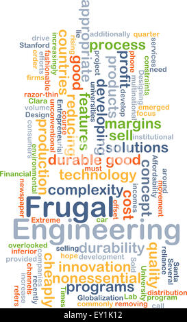 Hintergrund-Konzept Wordcloud Illustration frugal Engineering Stockfoto