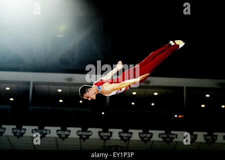 Toronto, Kanada. 19. Juli 2015. Silber-Medaillengewinner bei Gymnastik Tramoline STEVEN GLUCKSTEIN USA konkurriert auf dem Boden während Pan bin Spiele 2015 in Toronto, Kanada. 19. Juli 2015. Bildnachweis: Igor Vidyashev/ZUMA Draht/Alamy Live-Nachrichten Stockfoto