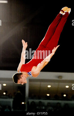 Toronto, Kanada. 19. Juli 2015. Silber-Medaillengewinner bei Gymnastik Tramoline STEVEN GLUCKSTEIN USA konkurriert auf dem Boden während Pan bin Spiele 2015 in Toronto, Kanada. 19. Juli 2015. Bildnachweis: Igor Vidyashev/ZUMA Draht/Alamy Live-Nachrichten Stockfoto