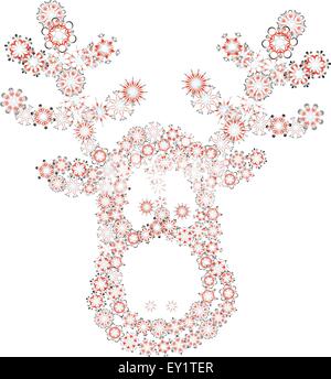 Weihnachten Rentier über verschiedene Schneeflocken - Vektor-illustration Stock Vektor