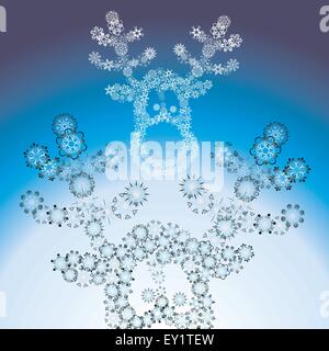 Weihnachten Rentier über verschiedene Schneeflocken - Vektor-illustration Stock Vektor