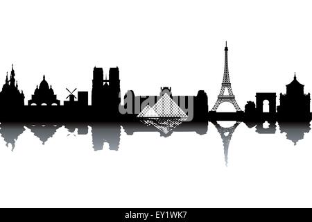 Paris-Skyline - schwarz-weiß-Vektor-illustration Stock Vektor