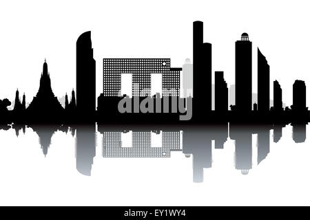 Bangkok-Skyline - schwarz-weiß-Vektor-illustration Stock Vektor