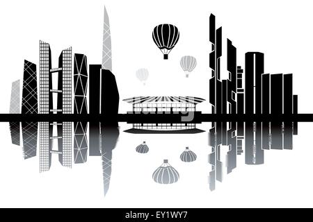 Seoul-Skyline - schwarz-weiß-Vektor-illustration Stock Vektor