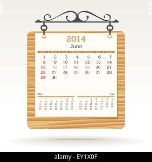 Juni 2014 - Kalender - Vektor-illustration Stock Vektor