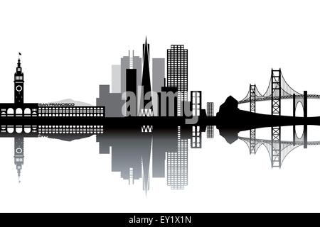 San Francisco-Skyline - schwarz-weiß-Vektor-illustration Stock Vektor