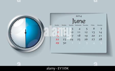 Juni 2014 - Kalender - Vektor-illustration Stock Vektor