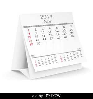 Juni 2014 - Kalender - Vektor-illustration Stock Vektor