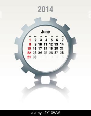 Juni 2014 - Kalender - Vektor-illustration Stock Vektor