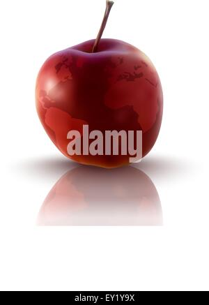 Abbildung von rotem Apfel mit Planetenerde - Vektor-illustration Stock Vektor