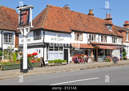 Das Red Lion Pub und die Backstube Tea Rooms in der malerischen Kentish Dorf Biddenden, Kent England Großbritannien UK Stockfoto