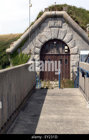 Südseite Eingang in das Gefängnis von Verne Zitadelle auf der Isle of Portland in Dorset Stockfoto