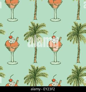 Skizzensymbole Urlaub im Vintage-Stil, Vektor nahtlose Muster Stock Vektor