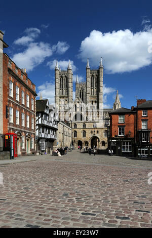 Kathedrale von Lincoln und Burgplatz, Lincolnshire, England, UK Stockfoto