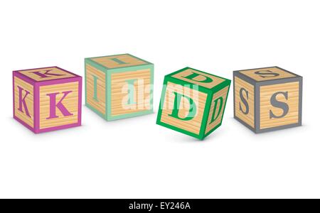 Kinder geschrieben mit Alphabet Blöcke - Vektor-illustration Stock Vektor