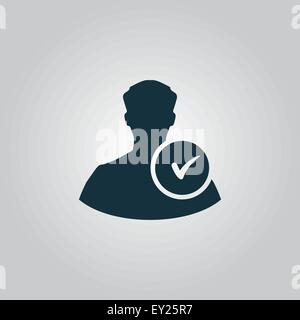 Benutzer Profil Zeichen web-Symbol mit Häkchen glyph Stock Vektor