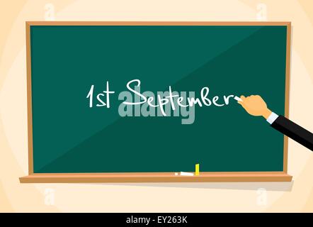 Erste September School Board Bildung Hand Draw Kreide Stock Vektor