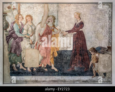 Venus und die drei Grazien, eine junge Frau Geschenke vorlegen Stockfoto