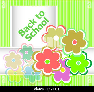 Zurück zu Schule Einladungskarte mit Blumen, Bildungskonzept Stockfoto