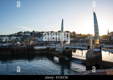 Torquay Hafen bei Sonnenaufgang Brücke Juni 2015 Devon uk Stockfoto