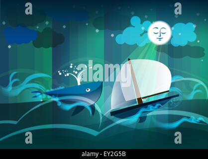 Wal Boot Meer Mond Leuchtturm Klippe Stockfoto