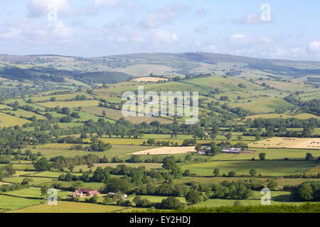 Shropshire Landschaft aus Long Mynd, Shropshire, England, Großbritannien Stockfoto