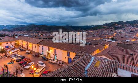 Dächer von der schönen Stadt Cusco in Peru Stockfoto