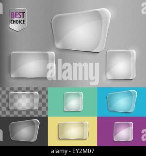 Rechteck und Quadrat set Glas Form Symbole mit weichen Schatten auf Farbverlauf Hintergrund. Vektor-Illustration EPS 10 für Web. Stock Vektor