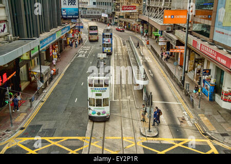 Straßenbahnen in Hong Kong Island, Hongkong, China, Zentralasien Stockfoto