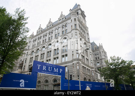 Donald Trump Logo Zeichen rund um den alten Postamt Pavillon, derzeit in einem Trump International Hotel in umgewandelt Stockfoto