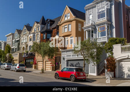 Luxus Häuser im begehrten Stadtteil Pacific Heights in San Francisco, Kalifornien Stockfoto