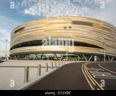 Derby Velodrom, (Derby Arena), Pride Park, Derby, UK eine nur 5 indoor Radrennbahn im Vereinigten Königreich Stockfoto