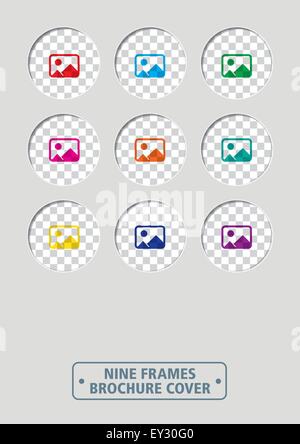 neun runden Rahmen Broschüre Abdeckung. mühelose geschichtet Stock Vektor