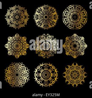 Gold-Mandala-set Stock Vektor