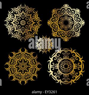 Gold-Mandala-set Stock Vektor