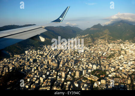 Luftaufnahme, Landung in Rio De Janeiro, Brasilien Stockfoto