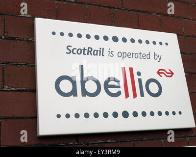 Annan Railway Schild, Dunfries & Galloway, Schottland, Großbritannien - Abellio Scotrail Stockfoto