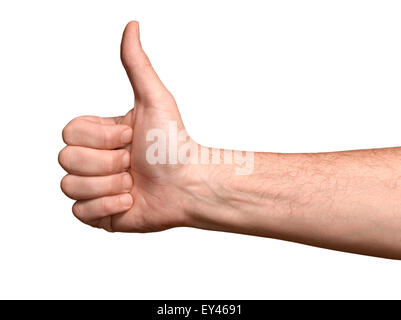 Eine männliche Hand in einen Daumen nach oben position Stockfoto