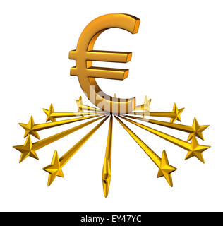 Euro Währung Betreuungskonzept Finanzgeschäften als Stars aus der Partnerschaft der Europäischen Union erreichen, um die drei heben Stockfoto