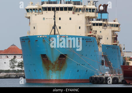 Offshore-Schiffe in Frederikshavn, Dänemark aufgelegt. Stockfoto