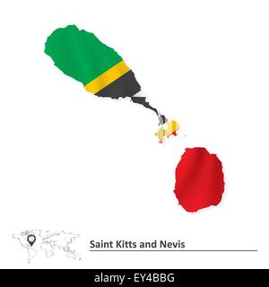 Karte von St. Kitts und Nevis mit Fahne - Vektor-illustration Stock Vektor