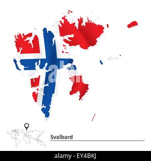 Karte von Spitzbergen mit Fahne - Vektor-illustration Stock Vektor