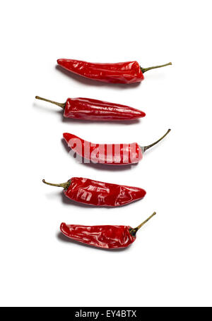 Heiße rote Paprika auf weißem Hintergrund Stockfoto
